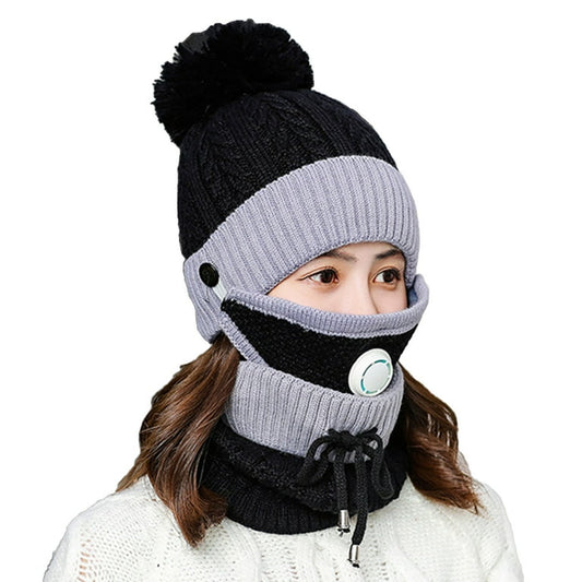 Unisex Winter Knit Beanie Cap Hat Neck Warmer Scarf